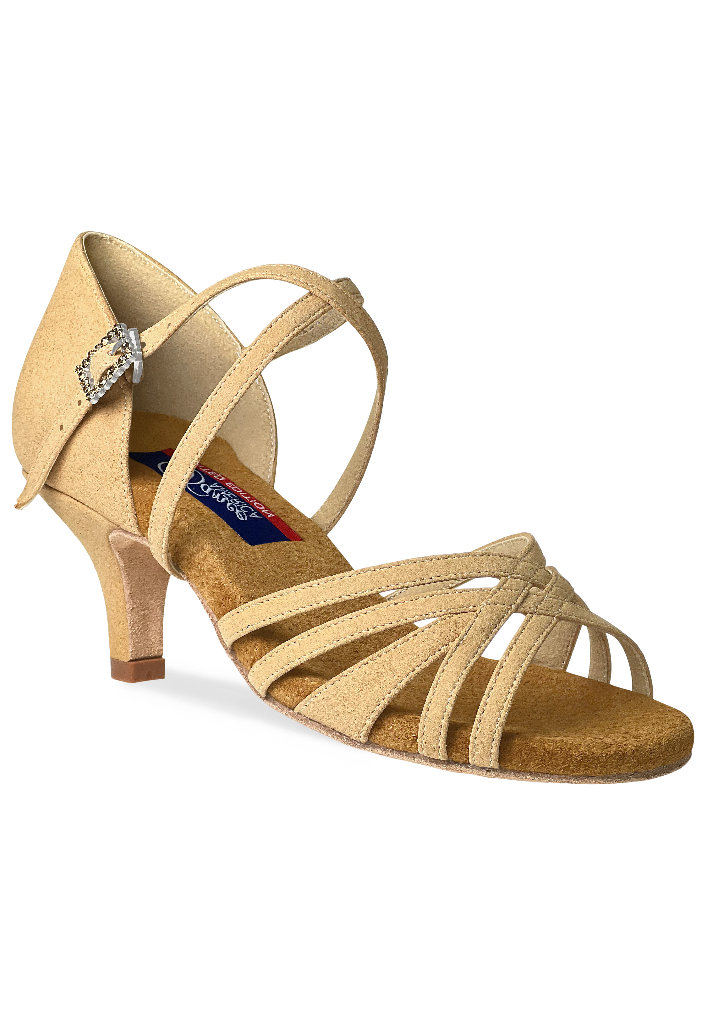 Dance America Vegas Latin Shoes-Light Tan Microfiber