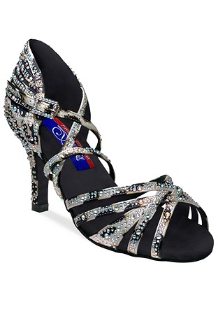 Dance America Vegas Rhinestone Latin Shoes-Leopard Satin