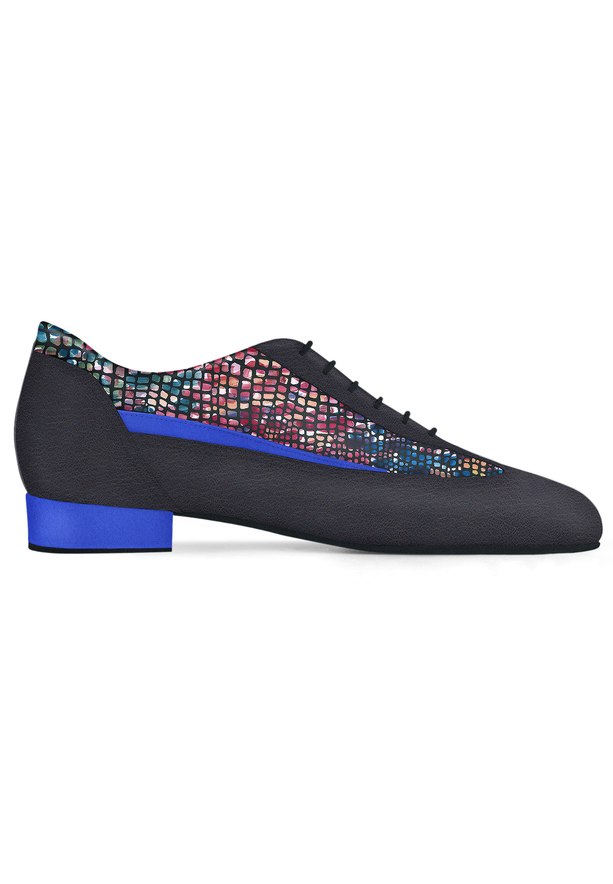 Dance Naturals Zogo Mens Ballroom Shoes Art. 123-Black/Blue/Mosaico Print
