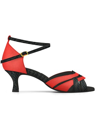 Dance Naturals Arte Latin Dance Shoes Art. 23-Black Print/Red Suede