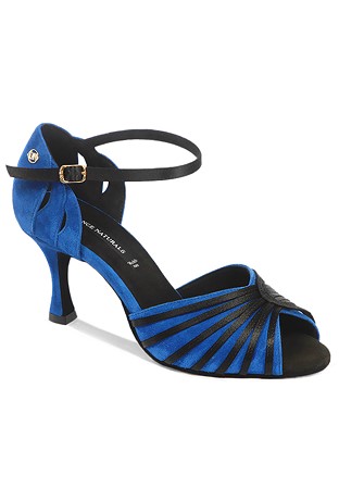 Dance Naturals Latin Dance Shoes Art. 270-Blue Electric Suede/Black Satin