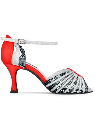 Dance Naturals Latin Dance Shoes Art. 270-Red/White/Black&White Pythonate