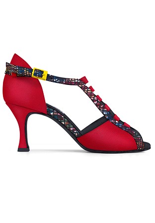 Dance Naturals Murrina Art. 275-Red Leather/Mosiaco Print Suede