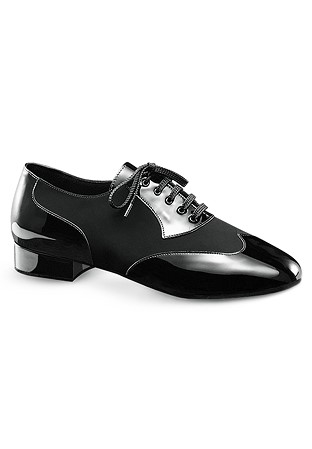 Dance Naturals Mens Ballroom Shoes Art. 12-Black Patent & Suede