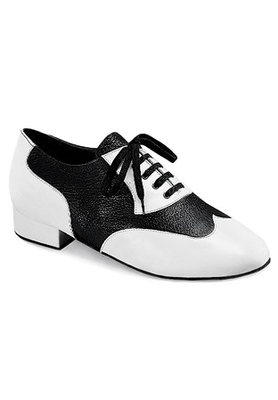 Dance Naturals Mens Ballroom Shoes Art. 12-White & Black Leather