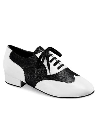 Dance Naturals Mens Ballroom Shoes Art. 12-White & Black Leather