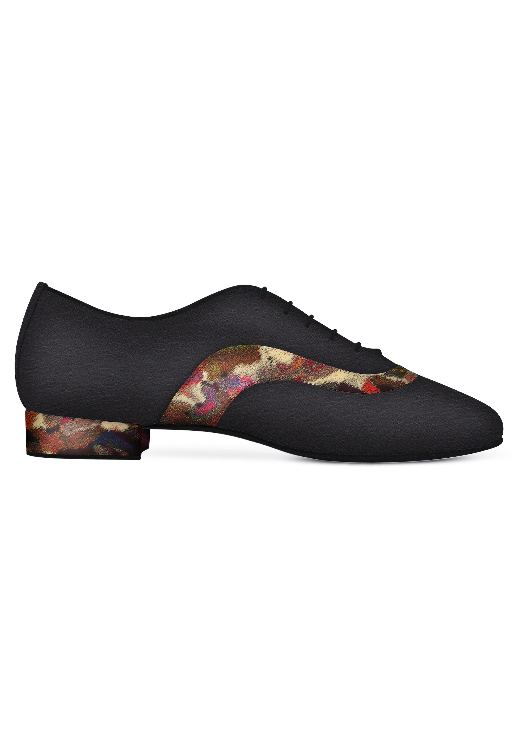 Dance Naturals Remo Mens Dance Shoes Art. 120-Black Leather/Multicolor Patent