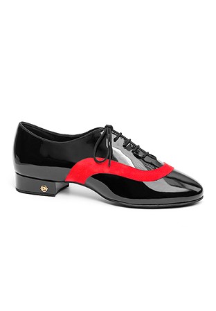 Dance Naturals Mens Dance Shoes Art. 120-Black Patent / Red Suede