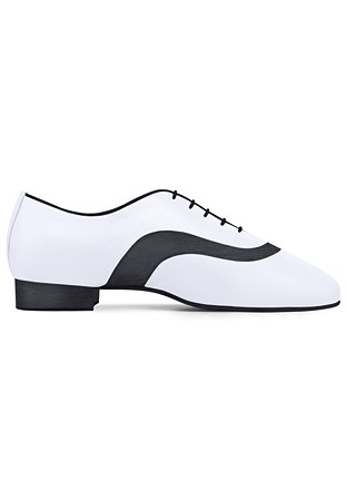 Dance Naturals Mens Dance Shoes Art. 120-White Leather/Black Striped Suede