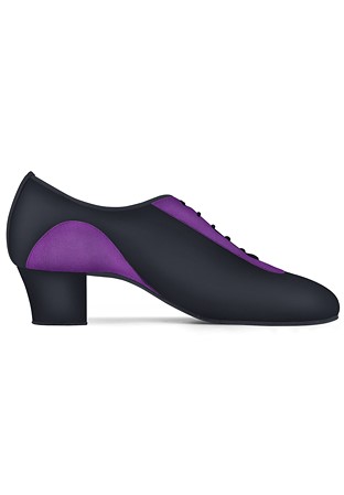 Dance Naturals Mens Dance Shoes Art. 121-Black Leather/Purple Suede