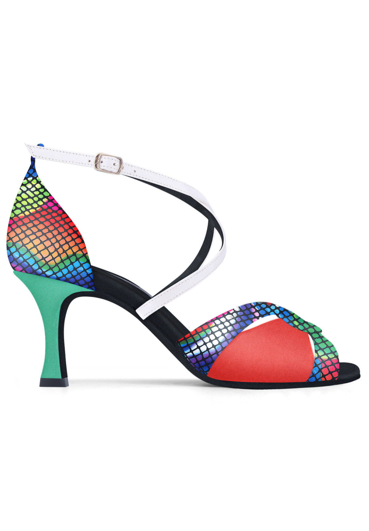 Dance Naturals Mazaneta Art. 71-Multicolor Print/White Suede