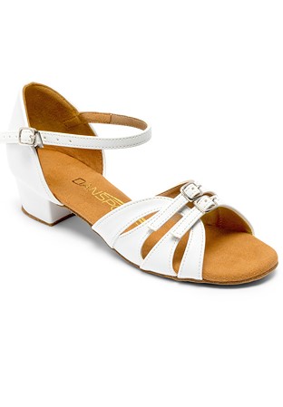 Dansport by International G1014 Latin Dance Shoes (Short Strap)-White