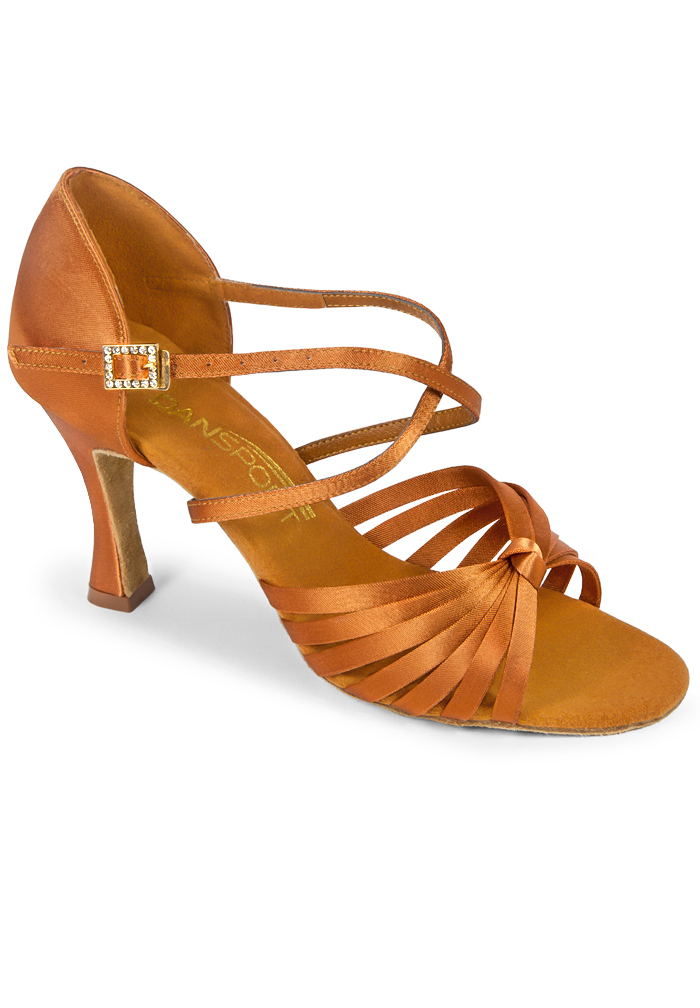 Dansport by International L3006 Latin Shoes-Tan Satin