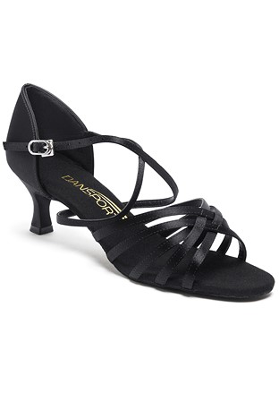 Dansport by International L3007 Latin Dance Shoes-Black Satin
