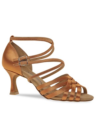 Diamant Ladies Latin Sandal 108-087-379-Dark Tan Satin