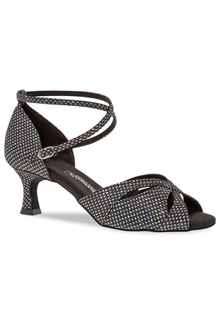 Diamant Ladies Latin Shoes 141-077-183-Black-silver Hologram