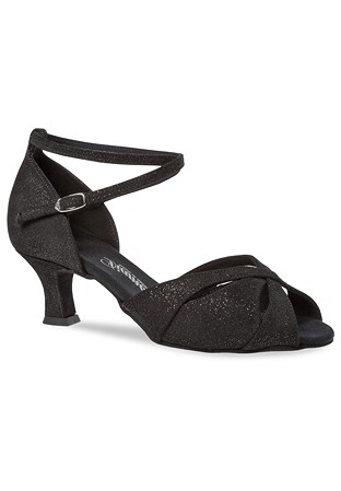 Diamant Latin Shoes for Wide Feet 141-067-550-Black Suede Silver Reflex
