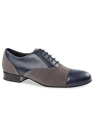 Diamant Mens Ballroom Shoes 077-025-455-Navy-blue Leather / Grey Suede
