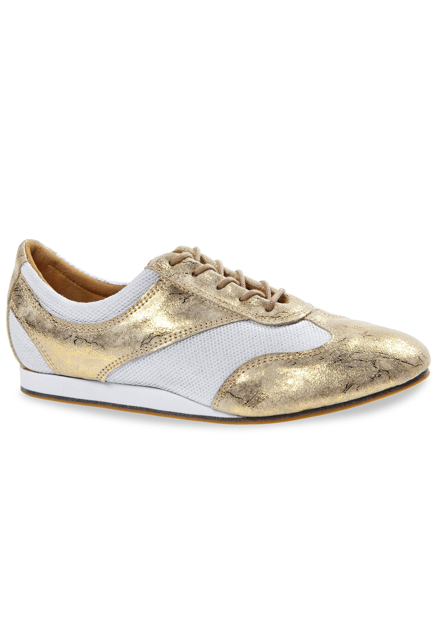 Dimant Ladies Dance Sneaker 183-435-611-Y-Gold Suede/White Mesh