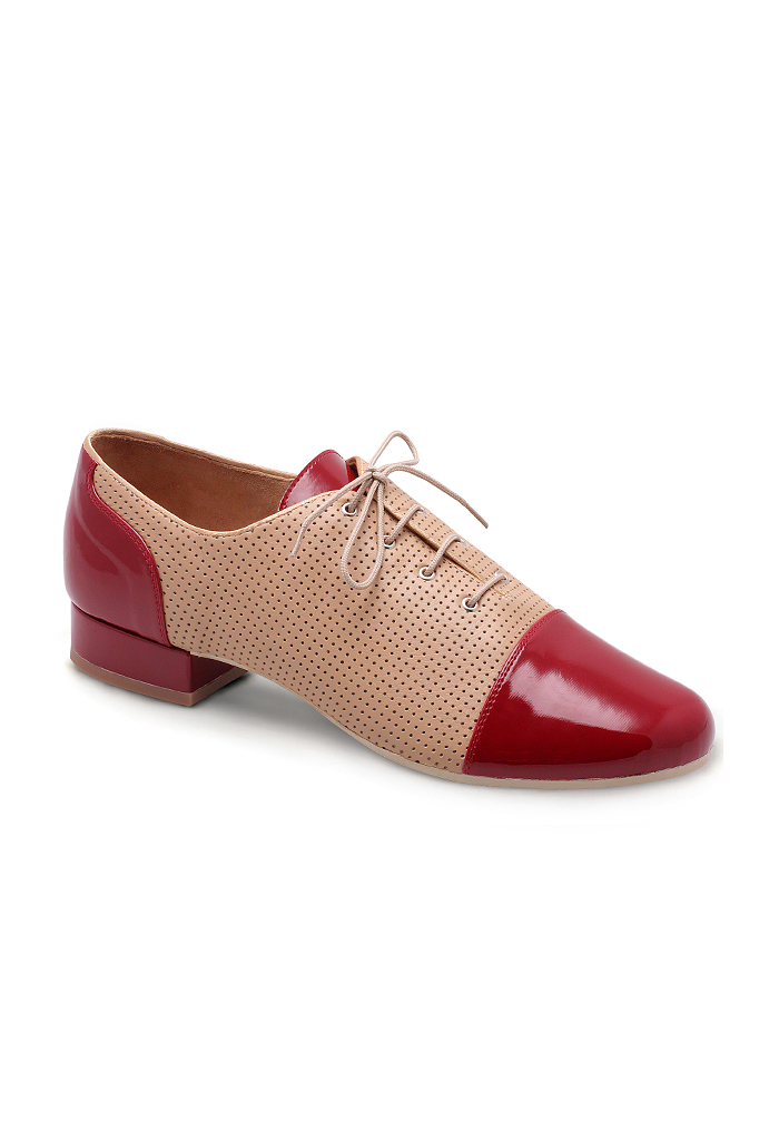 Eckse 180020 Bruno-TNG 001-Perfo Beige Leather/Red Patent Leather