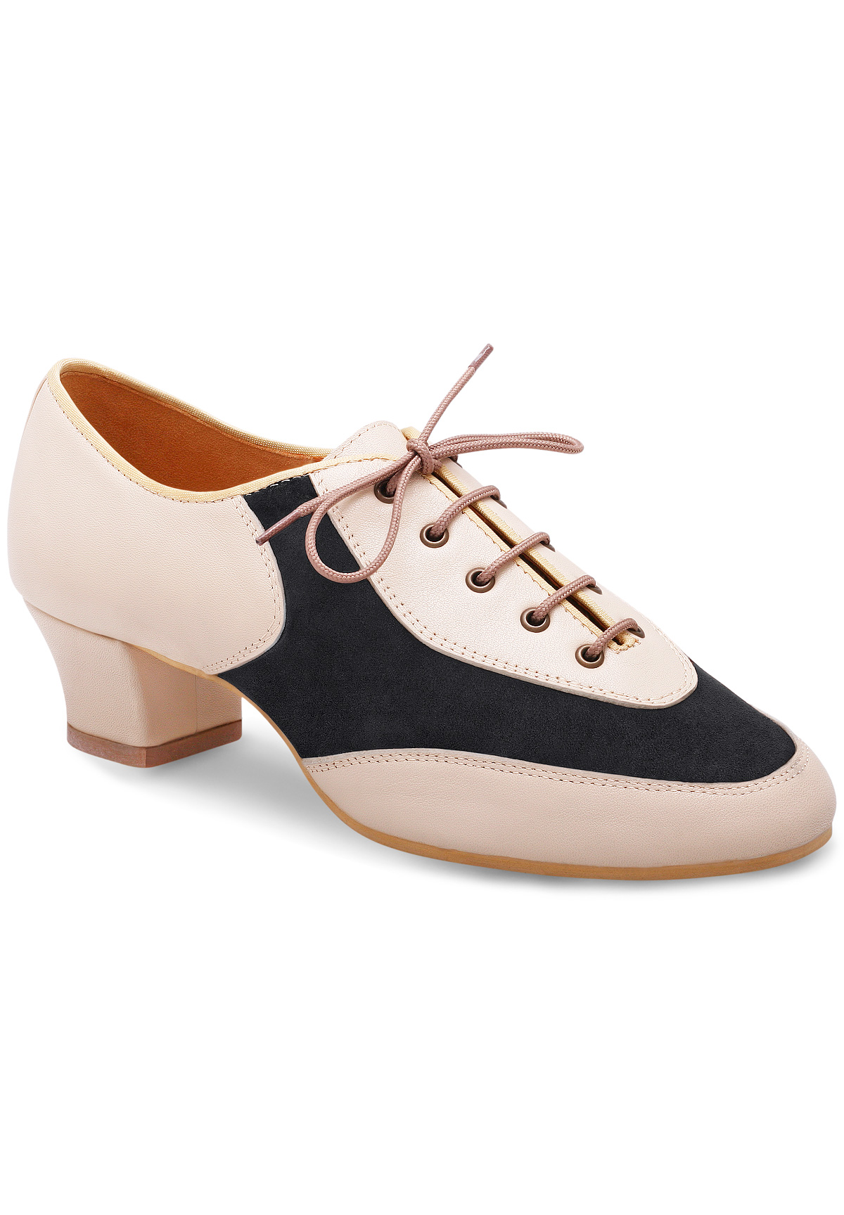 Eckse 190080 Megan-TNG 001-Beige Leather/Chocolate Velour
