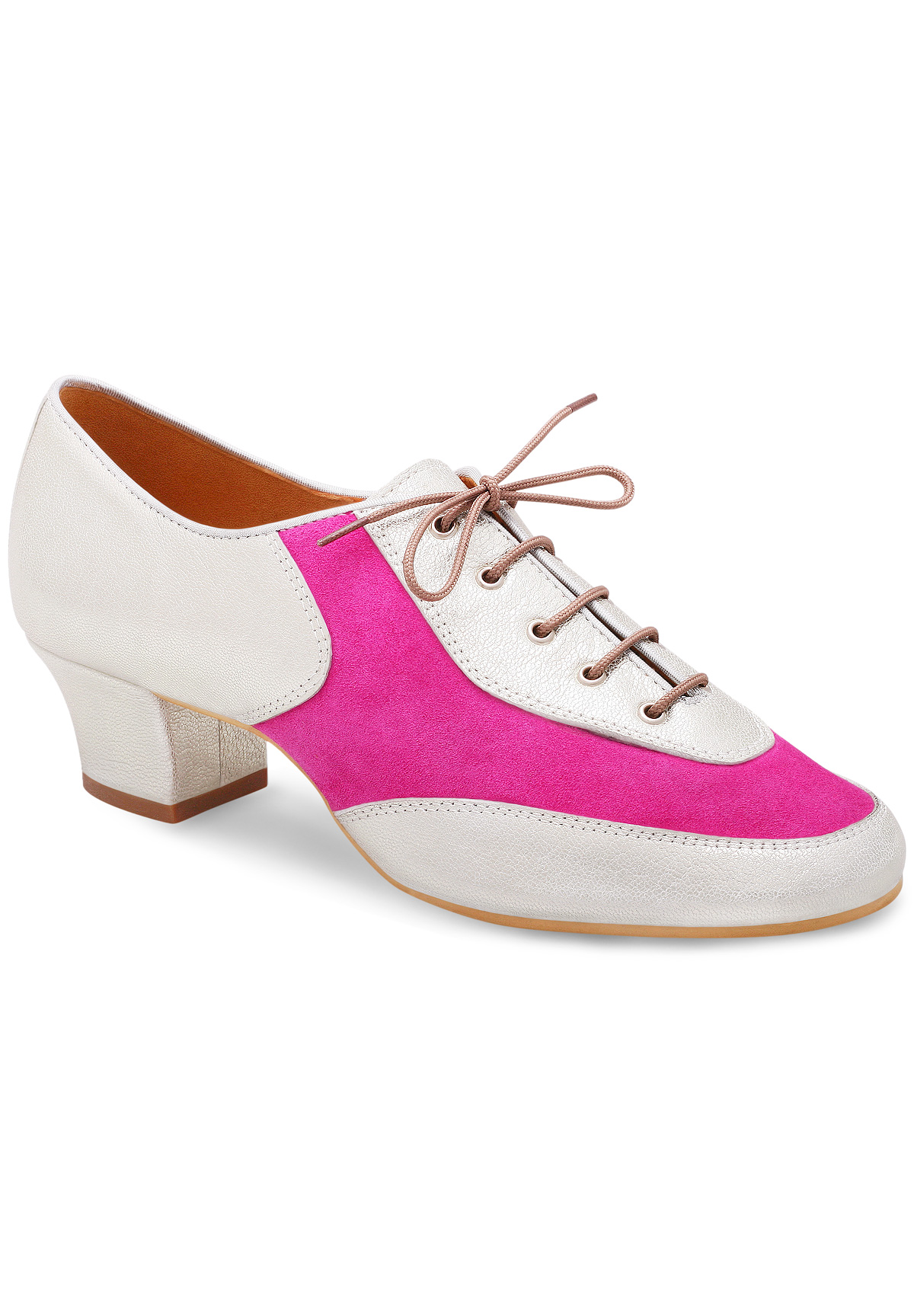 Eckse 190081 Megan-TNG 002-Silver Leather/Pink Velor