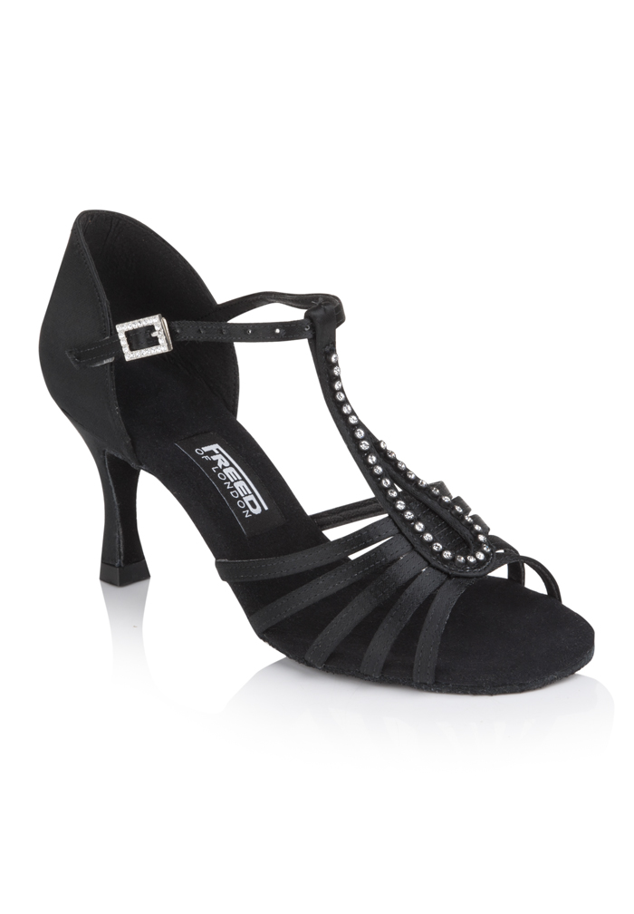 Freed of London Audrey Latin Dance Shoes-Black Satin