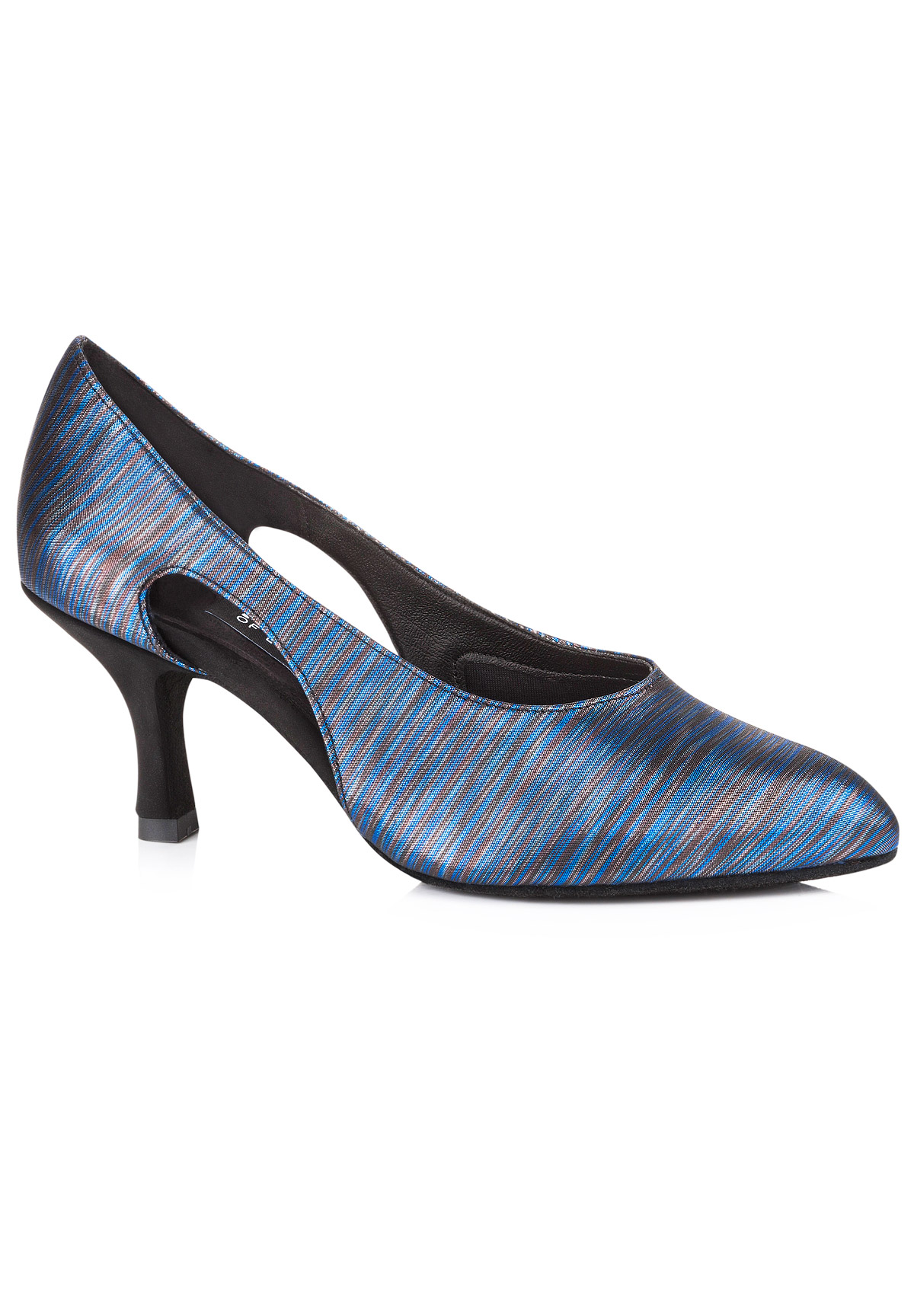 Freed of London Camilla Social Dance Shoes-Blue/Black Woven Stripe