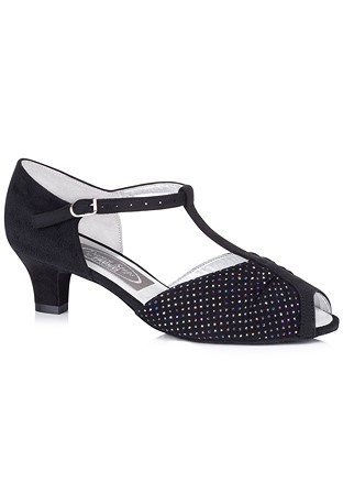 Freed of London Coral Social Dance Shoes-Black/Multi Glitter