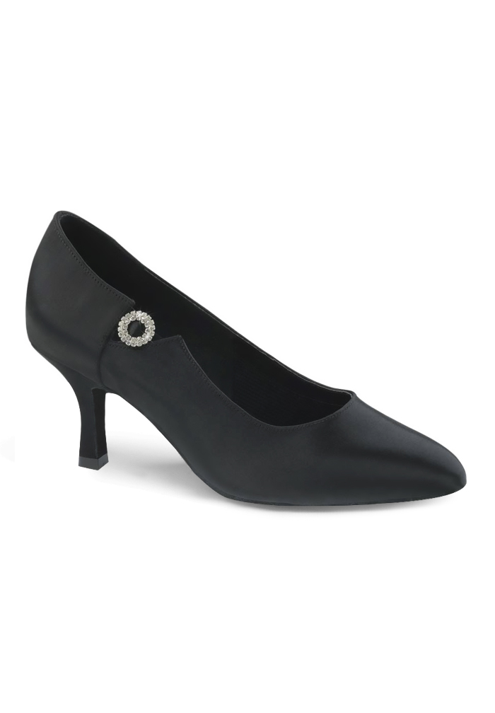 Freed of London Crystal Ballroom Dance Shoes-Black Satin/Suede Sole