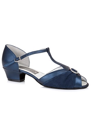 Freed of London Garnet Social Dance Shoes-Navy Blue Metallic Leather/Navy Blue Suede