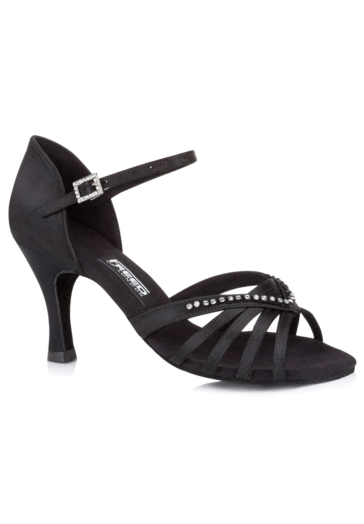 Freed of London Gia Latin Dance Shoes-Black Satin