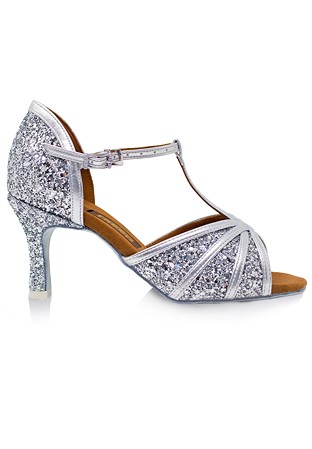 Freed of London Glittering Isla Dance Shoes-Silver Satin/Glitter