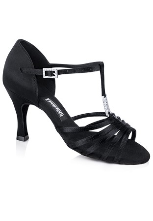 Freed of London Holly T-Bar Latin Shoes-Black Satin