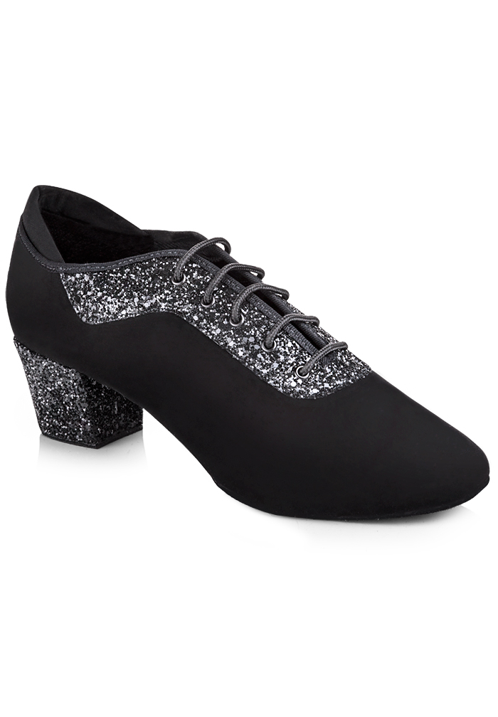 Freed of London Jackson Latin Dance Shoes-Black Nubuck/Black Glitter