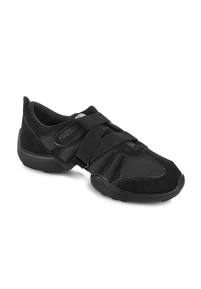 Freed of London Low Top Dance Sneaker-Black PU and Mesh