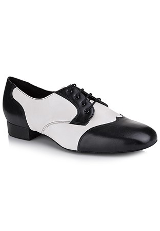 Freed of London Lucas Ballroom Shoes-Ivory Leather/Black Leather