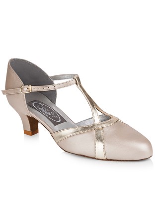 Freed of London Nancy Social Shoes-Champagne Leather/Gold PU