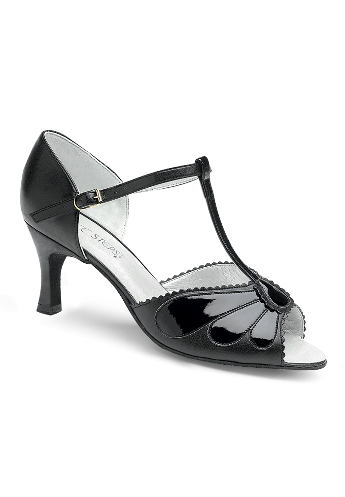 Freed of London Onyx Latin Dance Shoes-Black Patent/Black Leather