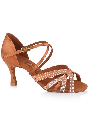 Freed of London Paloma Latin Dance Shoes-Dark Tan Satin