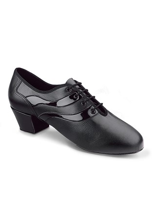 Freed of London Mens Latin Dance Shoes React-Black Leather/Black Patent