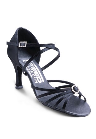 Freed of London Sophia Latin Dance Shoes-Black Satin/Suede Sole