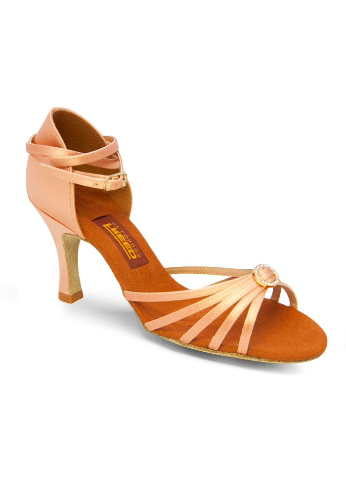 Freed of London Sophia Latin Dance Shoes-Flesh Satin/Suede Sole