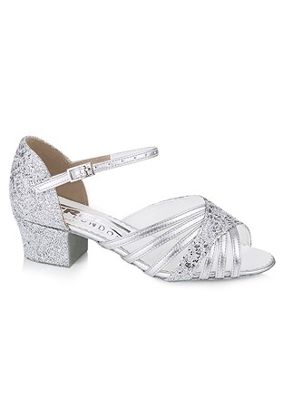 Freed of London Girls Sparkle Latin Shoes-Silver Sequin/Silver PU