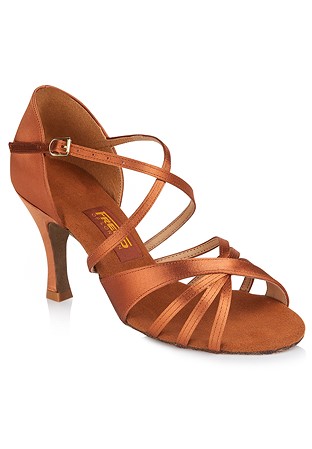 Freed of London Sylvia Latin Dance Shoes-Dark Tan Satin
