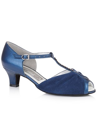 Freed of London Topaz Social Dance Shoes-Navy Blue Leather/Navy Blue Suede