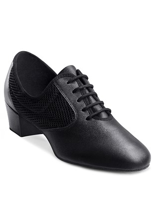 Freed of London Venice Practice Dance Shoes-Black Leather/Black Mesh