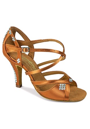 International Dance Shoes IDS Bianca Crystal -Tan Satin