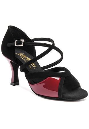 International Dance Shoes IDS Bianca -Black Nubuck / Merlot Patent