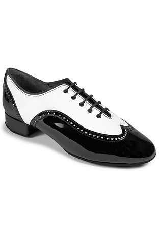 International Dance Shoes IDS Brogue Full-Sole -White Patent/Black Patent